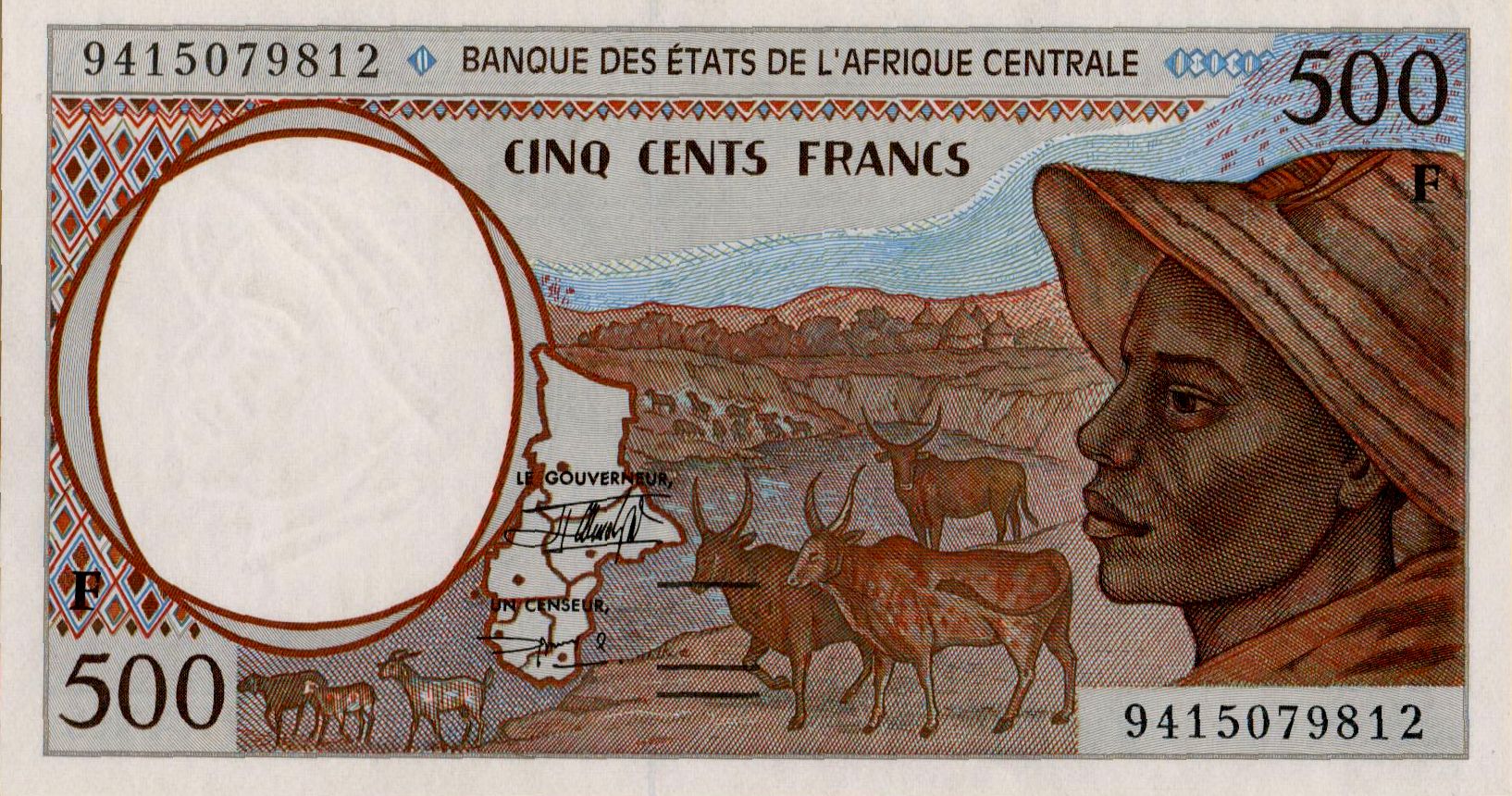 Central African Republic (C.A.S) 500 1994 UNC P-301F/b